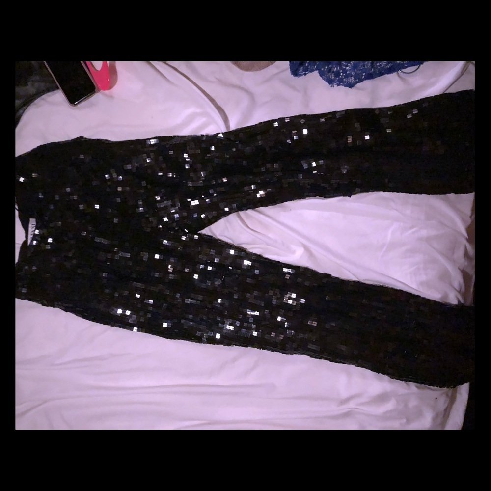 Sparkly Sequined black flare pants